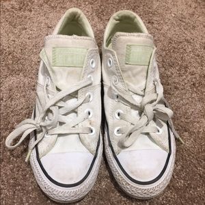 White and Lime Green Converse